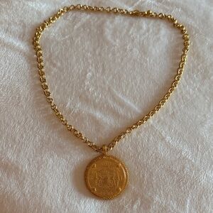 Gold Chain Necklace with Coin Pendant